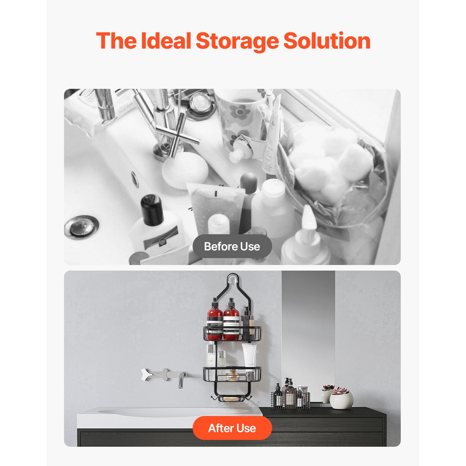 Shower Caddy 3-Tier Hanging Bathroom Shower Storage Organization Shelves Rack_voghion.com